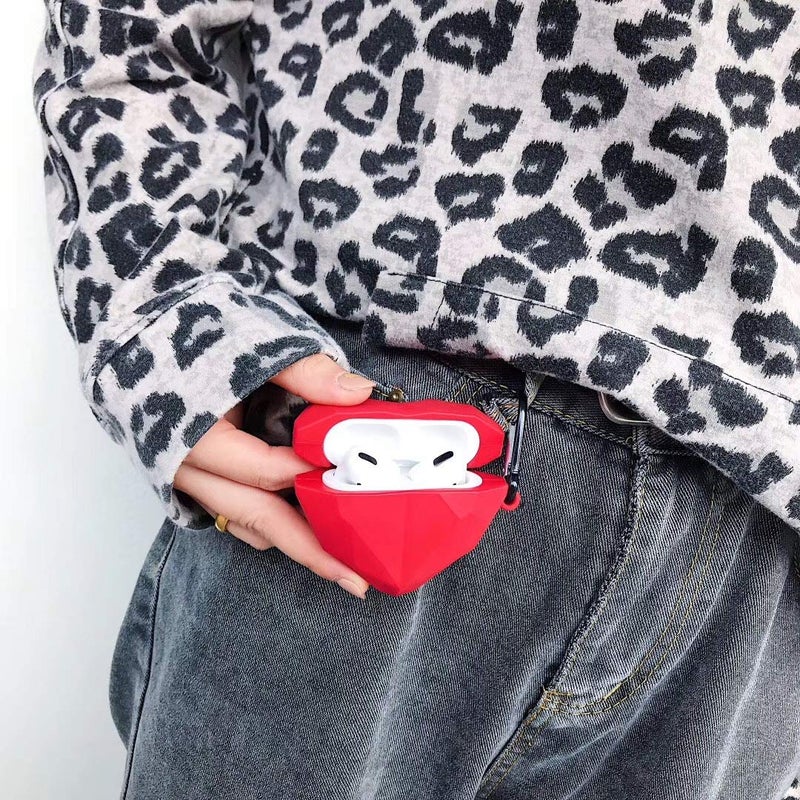 LEWOTE Silicone Case Compatible with Apple Airpods Pro & Pro 2 Funny Cute Cover [Fruit Dessert Series](Diamond Heart) - Image 3